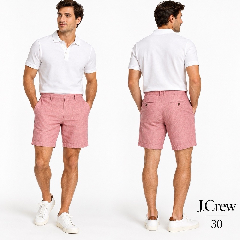 J. CREW Shorts Men's 30 Pink Gramercy Linen Blend 9" Luxury Preppy Country Club